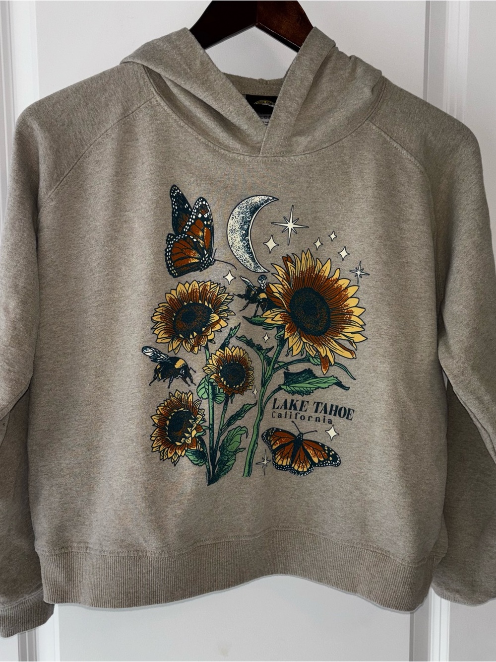 Lake Tahoe Sunflower Graphic Hoodie Sweatshirt - Beige